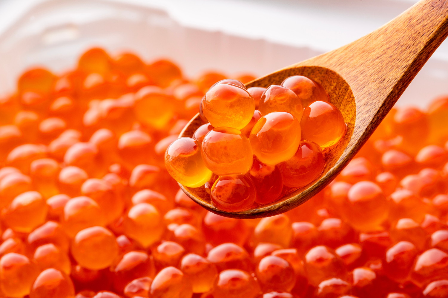 スプーンでイクラをすくっている光景