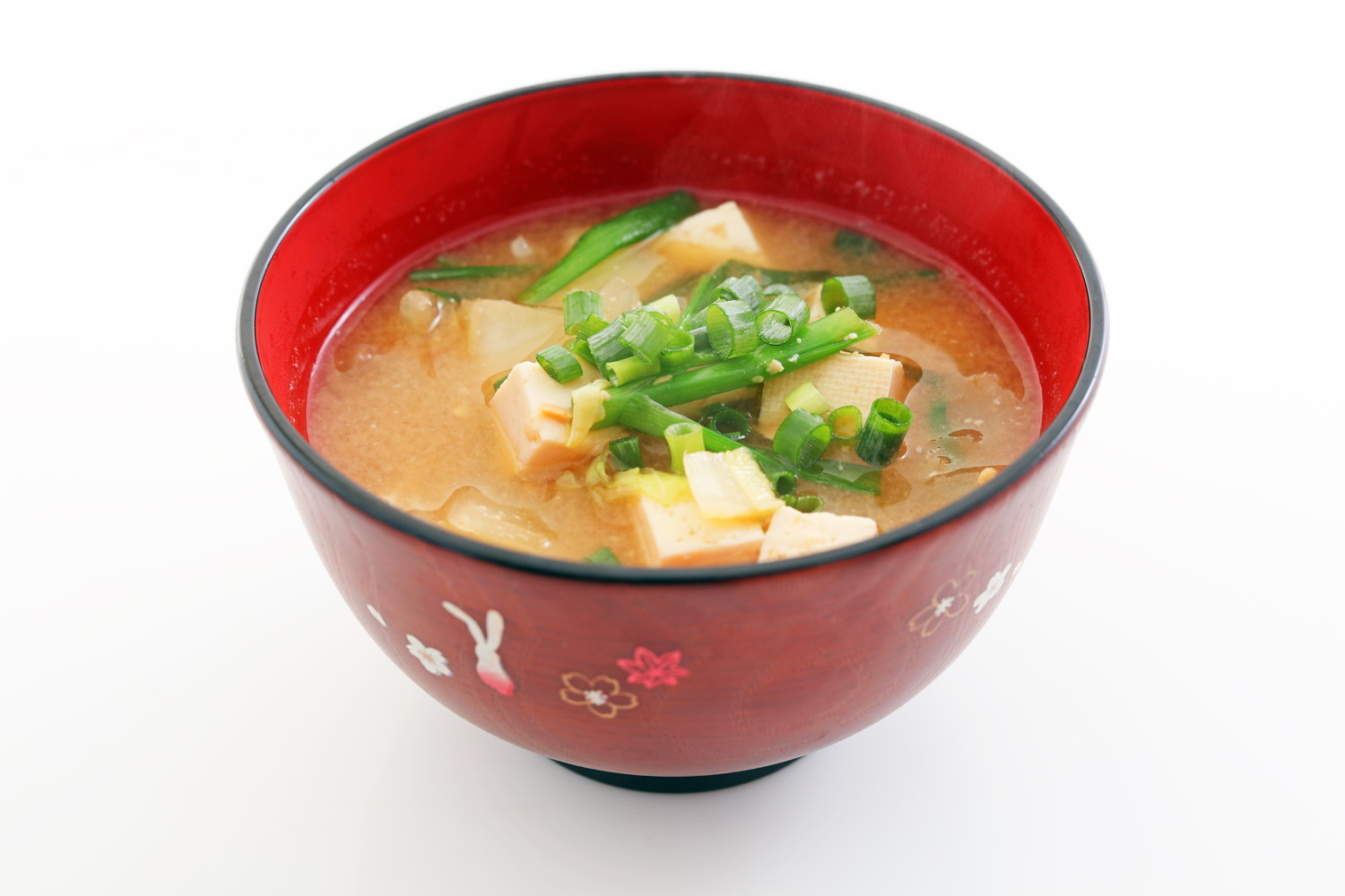 お椀に入ったネギ入りの味噌汁