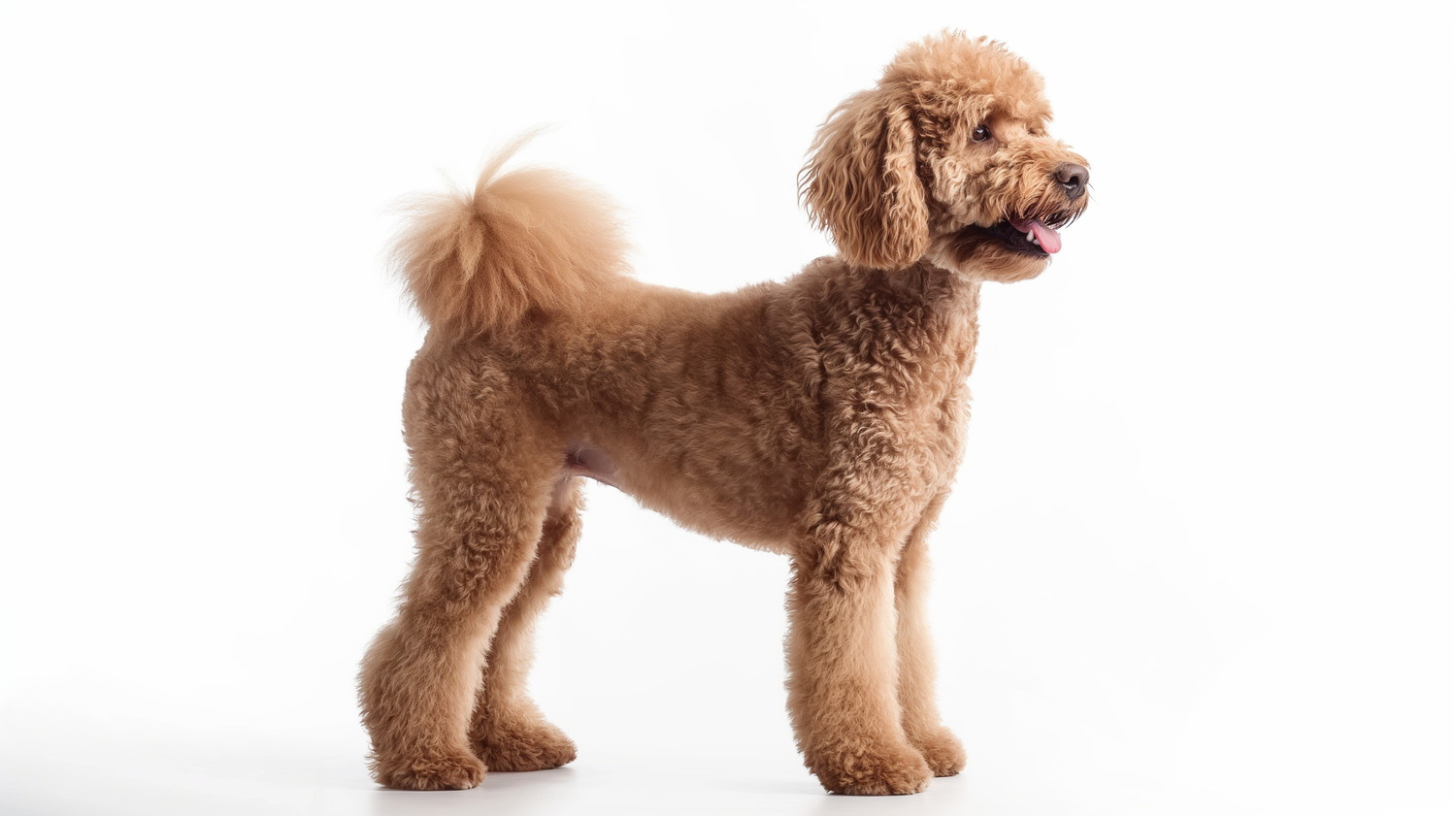 横向きに立っているスタンダード・プードル