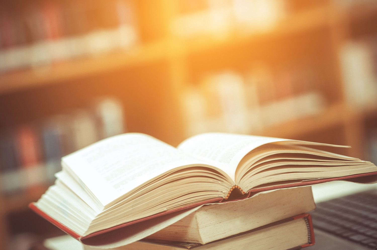 本棚のそばに開いて置かかれた本