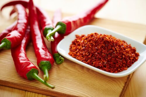 唐辛子と唐辛子の粉